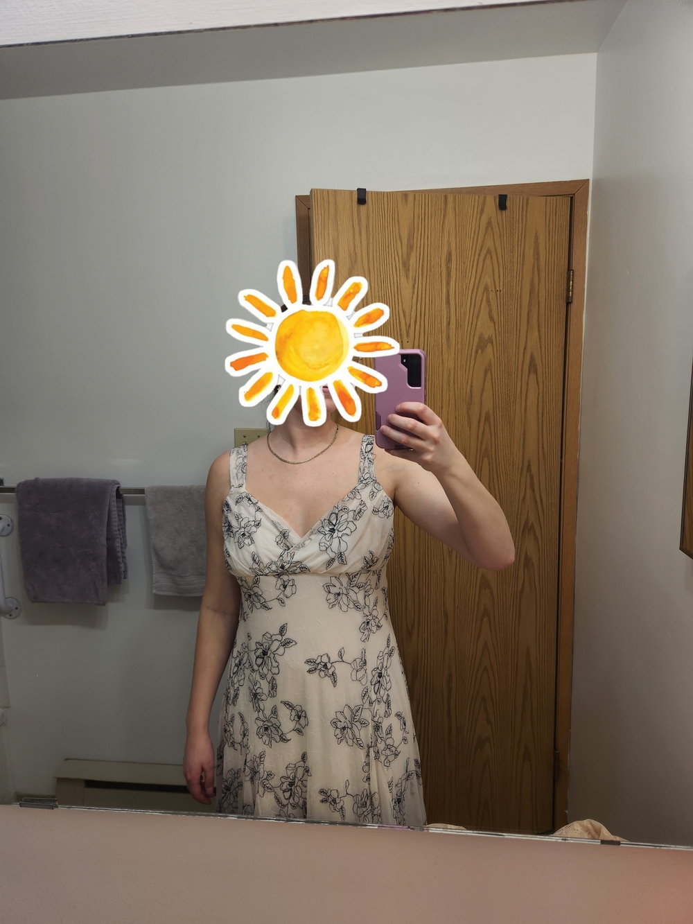 Bali Cream Midi Dress with Black Floral Print